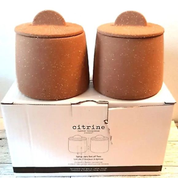 BNIB Magenta Citrine Terracotta Spice Jar Set - Picture 3 of 4